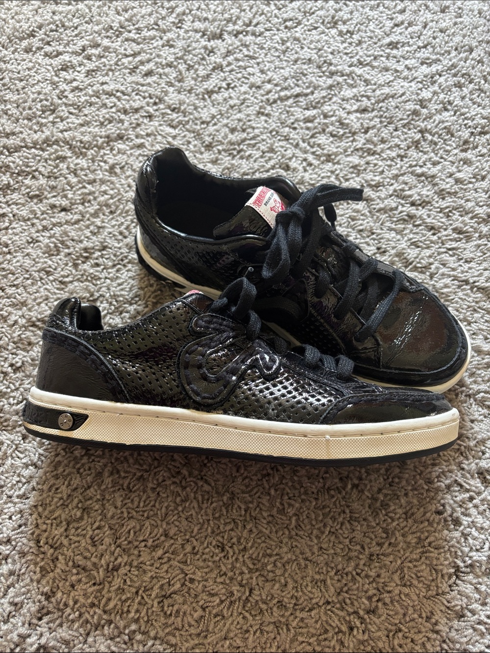 True Religion Black Patent Leather Sneakers